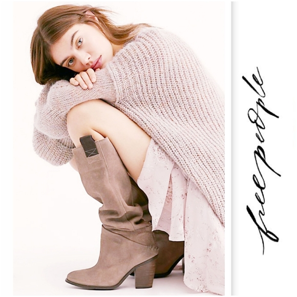 Free People Shoes - Free People Preslouched Distressed Sand Suede Boot